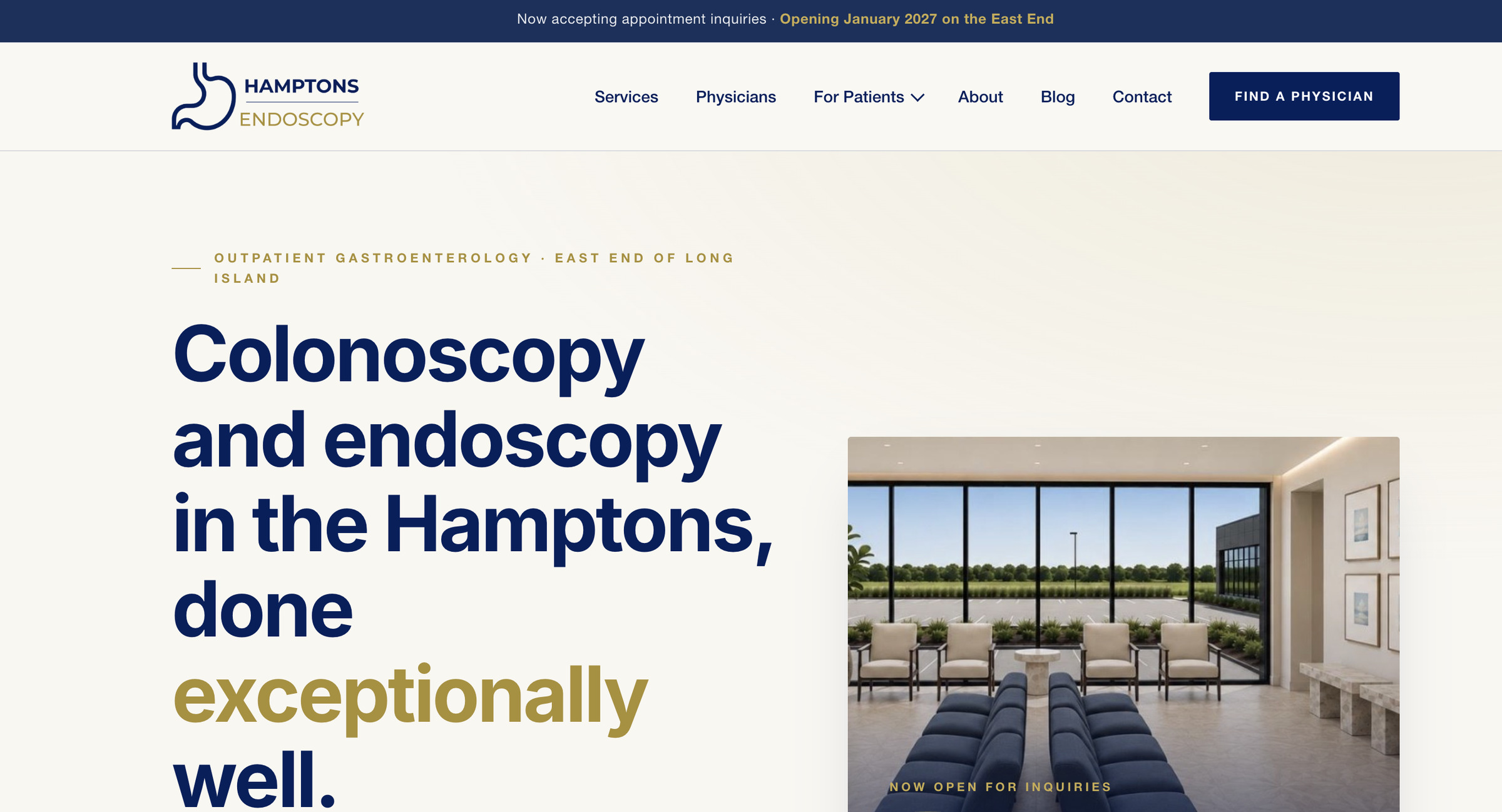 Hamptons Endoscopy Center website homepage