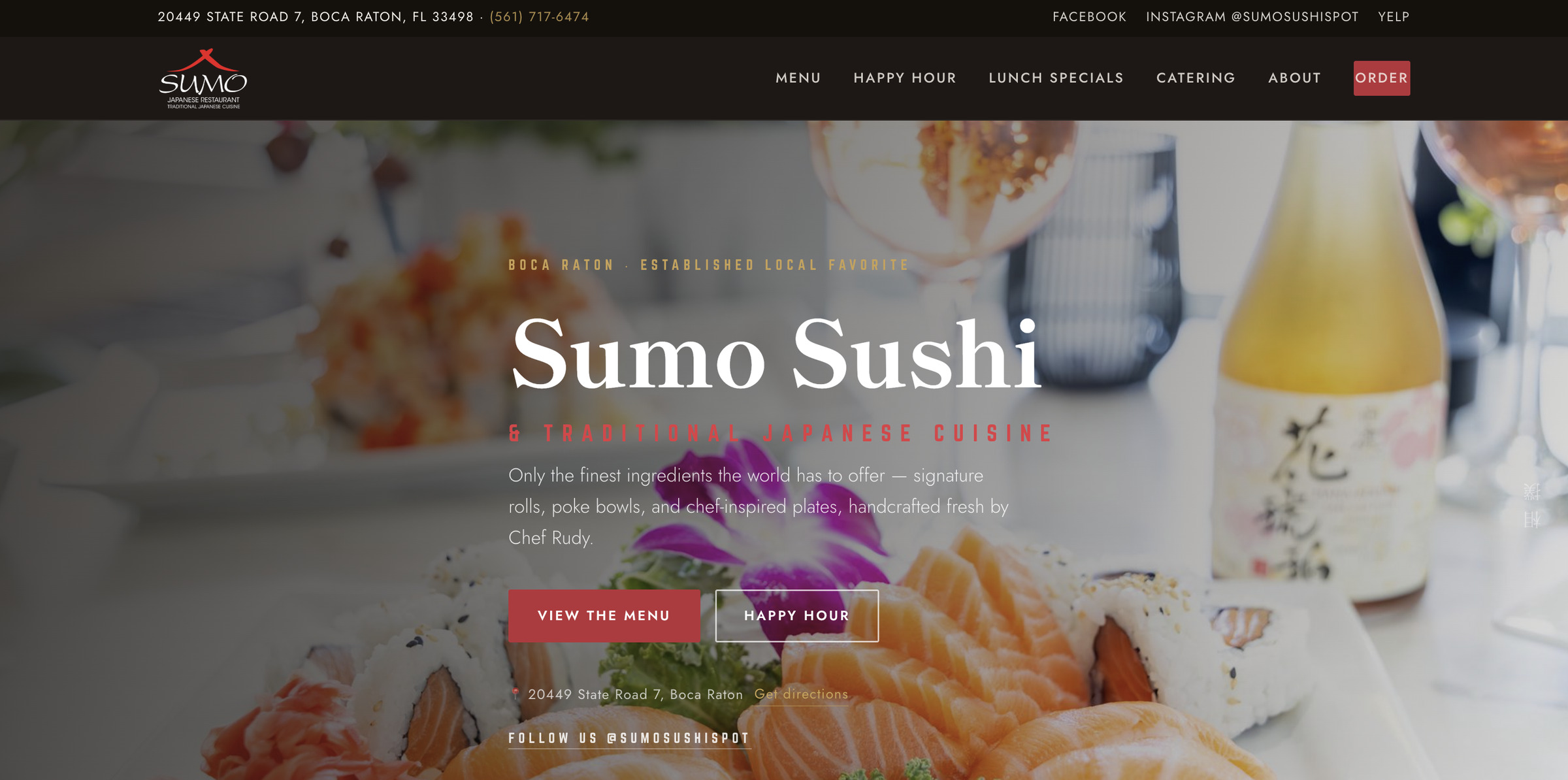 Sumo Sushi website homepage